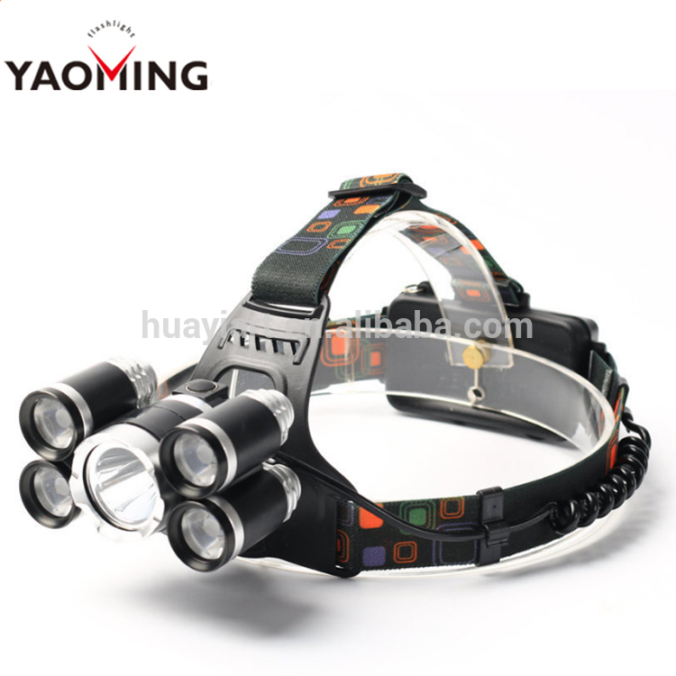 5000 Lumens 5 Led Max Bright Headlight Headlamp Flashlight Torch LED with Rechargeable Batteries for Hiking Camping