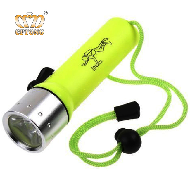 Powerful Plastic AA Battery IP68 Underwater XPE 3W LED Diving Flashlight