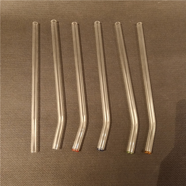 Eco-friendly Straight Bent Color Clear Glass Straws Borosilicate