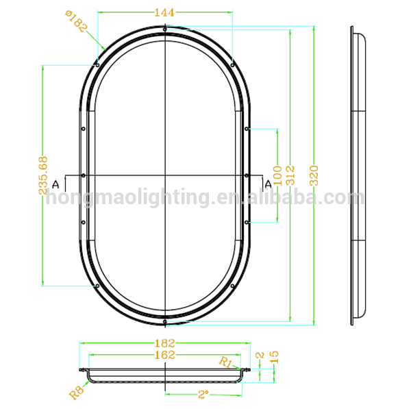 factory sell polycarbonate ellips outdoor light reflector 320 mm