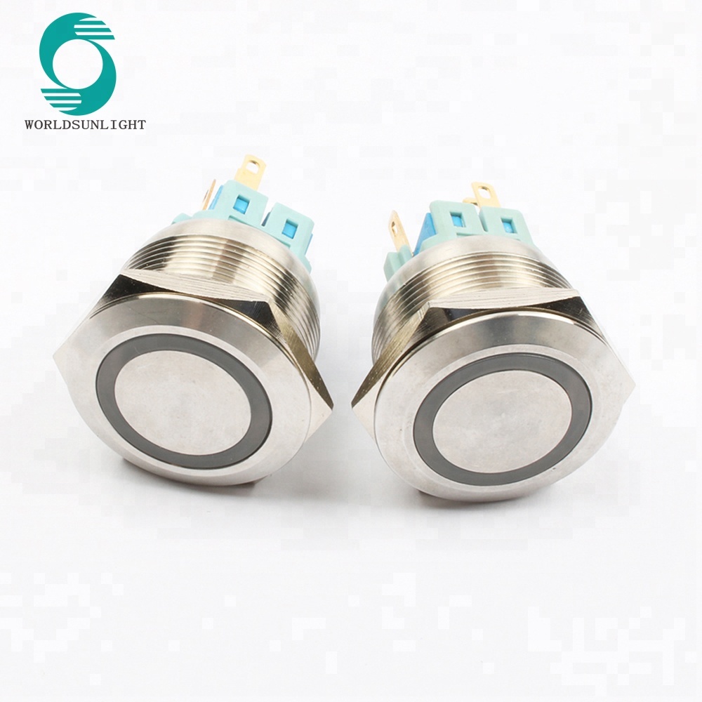 XL25S/F11L-R 25mm latching illuminated led type 5A stainless steel metal waterpoof pushbutton switch
