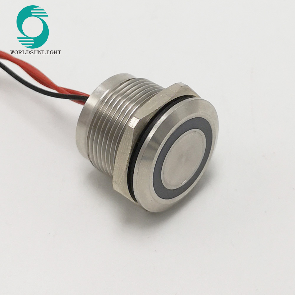 WS22BRAFN1NOMR IP68 22mm NO momentary stainless steel piezo switch with chamfer
