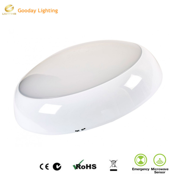 IP65 15W led bulkhead light fitting with emergency and motion sensor light led ceiling lamp