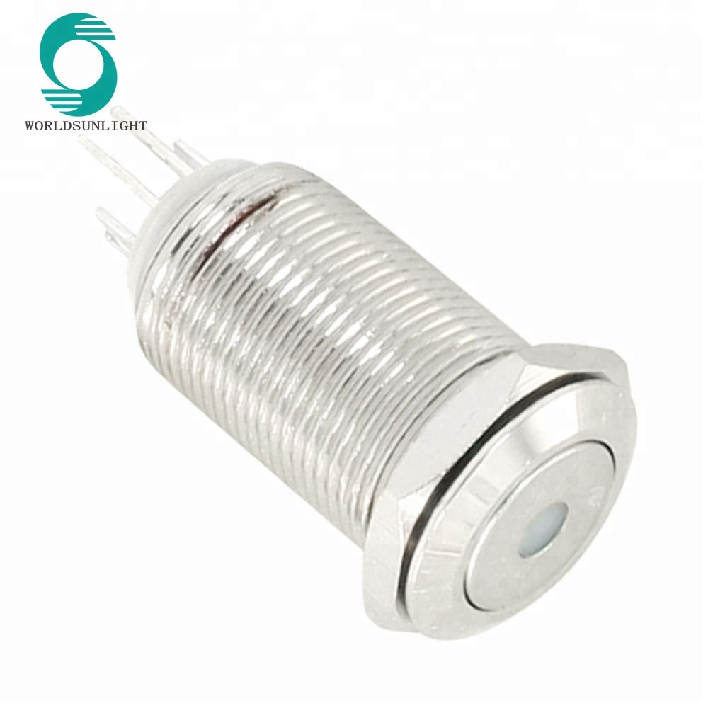 12mm Mounted 3V Blue Dot LED Light 1NO SPST Self-Locking Stainless Steel Pushbutton Switch