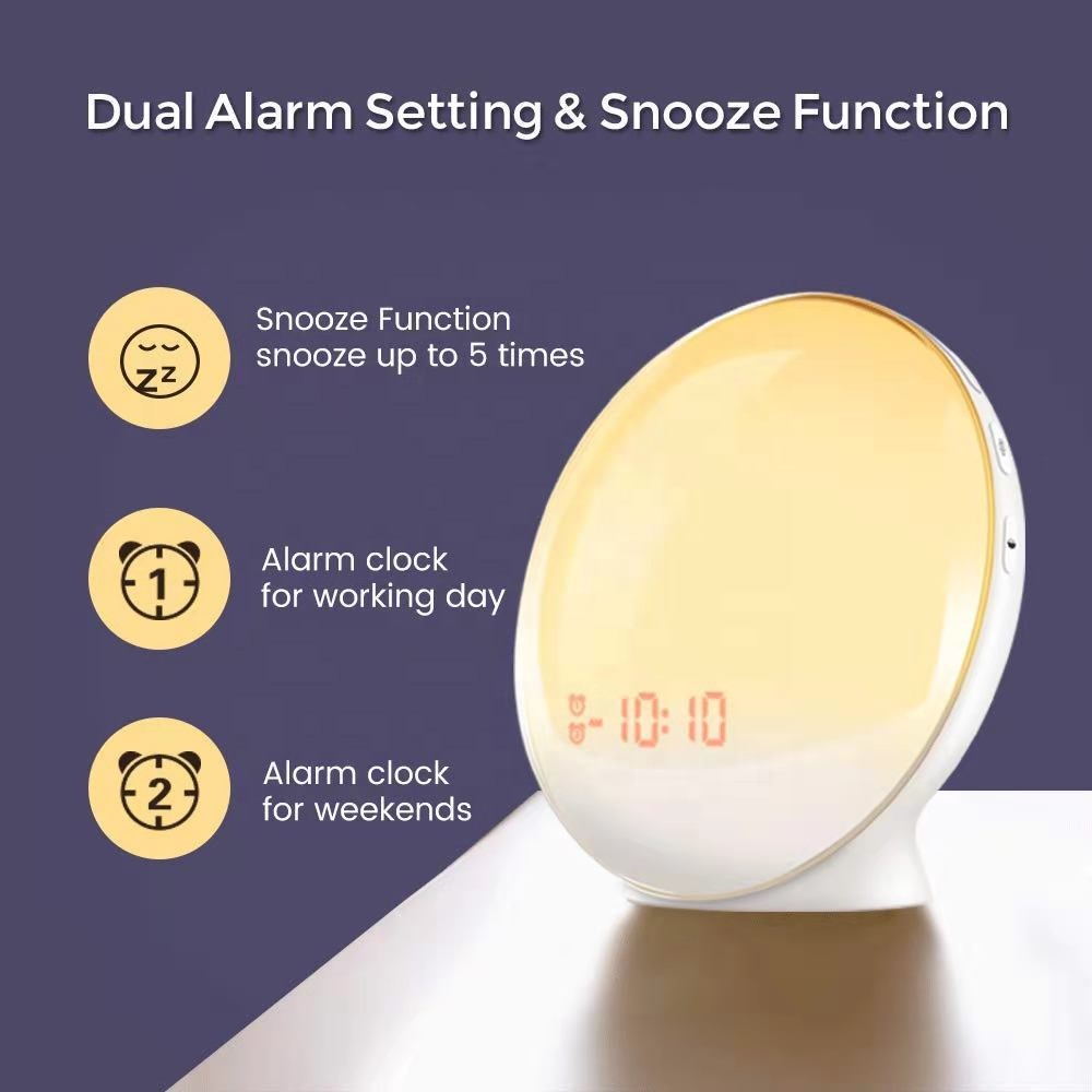 FM Radio Sunrise Sunset Led Grow Wake Up Light  Alarm Clock For Kids