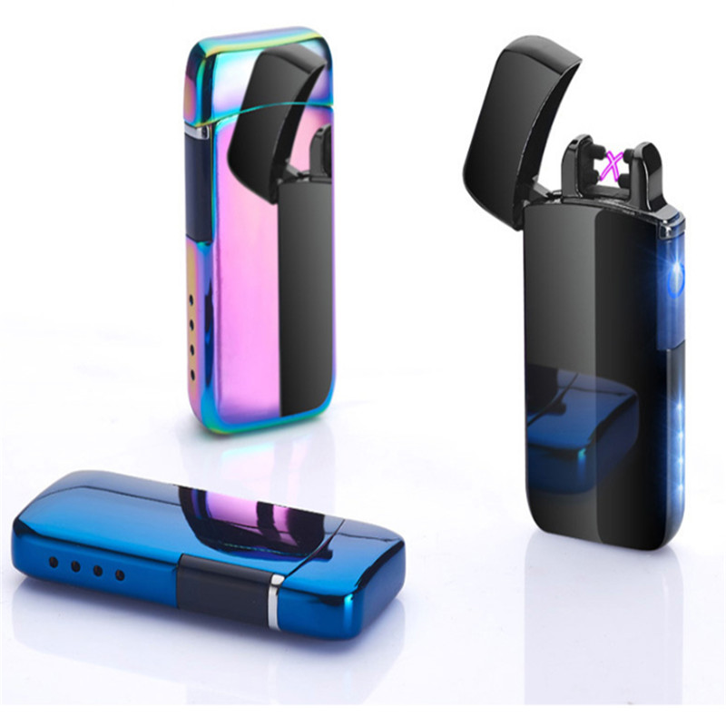 New USB Electric Smoking Cigarette Flameless Windproof Rechargeable Metal Lighters