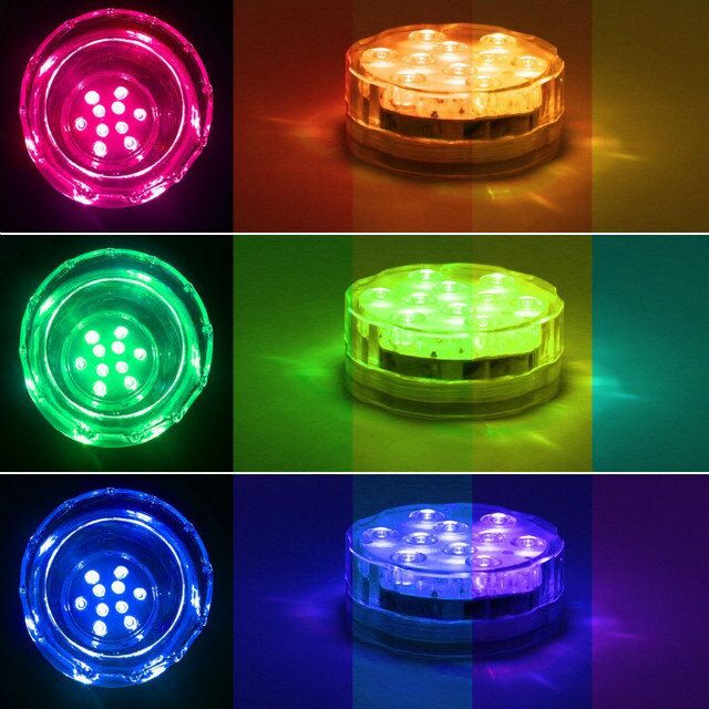 Party LED Decoration Lights 10 LED Multi-Color Remote Control Submersible Waterproof Wedding Atmosphere Lights