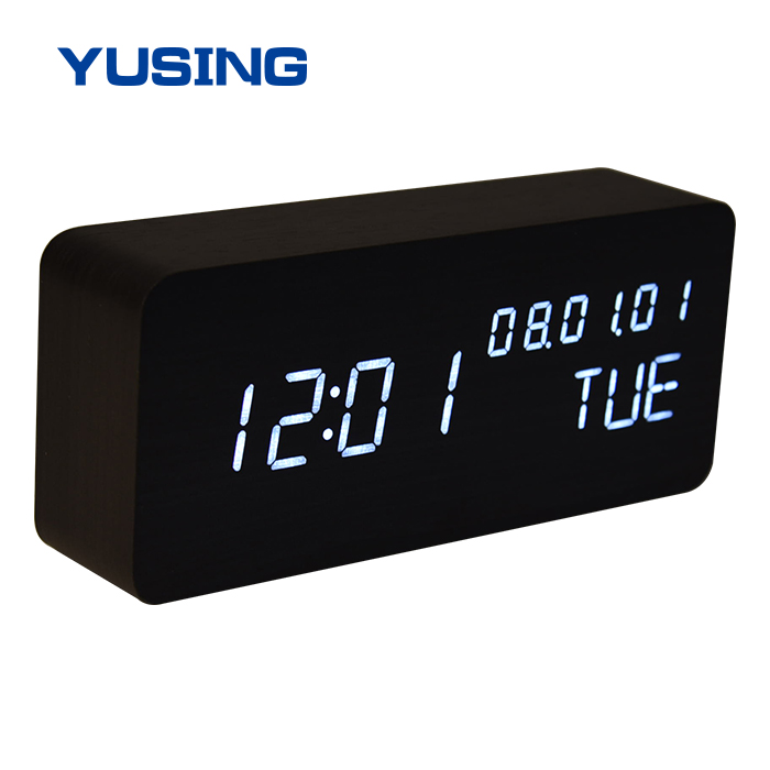 New Fashionable Home LED Display Wooden Mini LCD Digital Calendar Clock