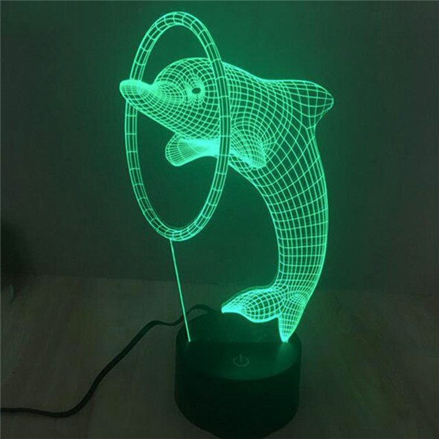 3D illusion Led 7colors dolphin lamp table christmas lights children night light