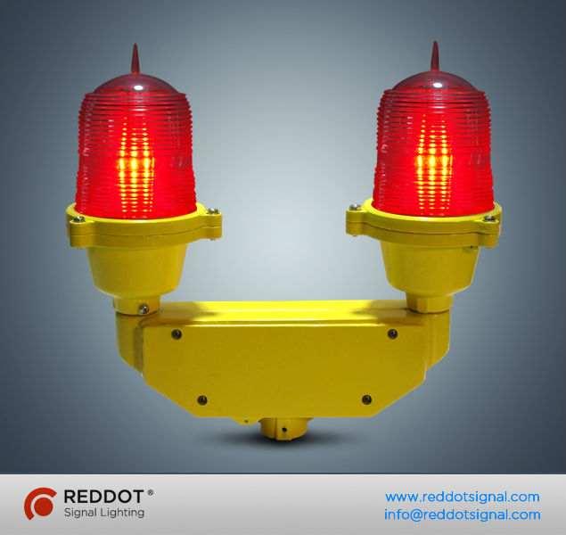 LED Based double aviation obstruction light for telecom tower obstacle/twin obstacle light for aircraft warning