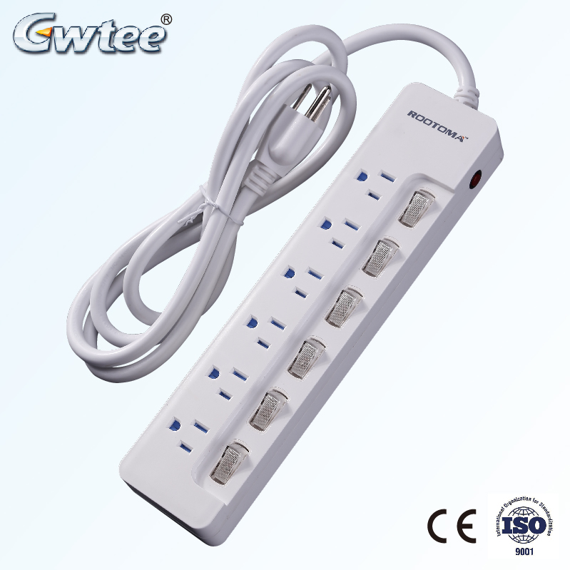 6 outlets US Standard 110v Surge Protector with Shutter Overloading Protection