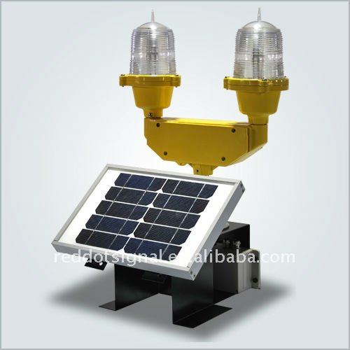 Low intensity solar powered aviation obstacle light/double aviation obstruction light