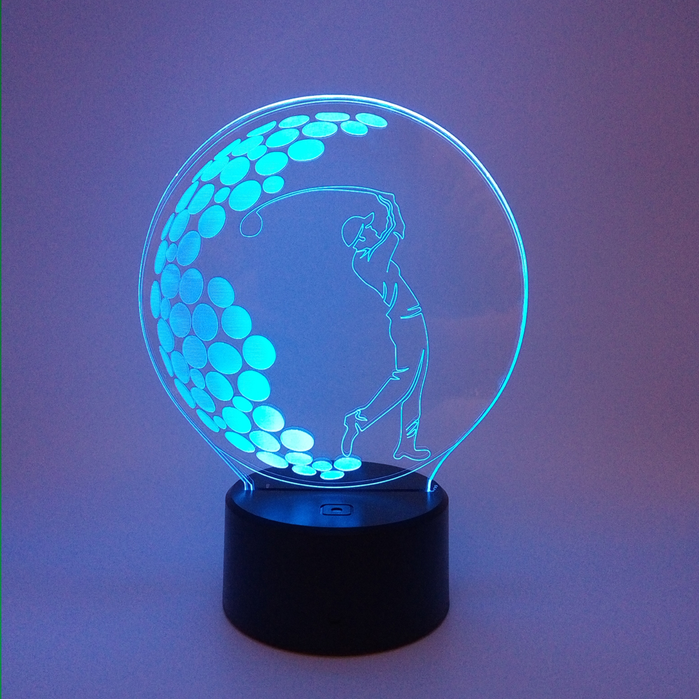 Night Light With Touch Switch Golf Pattern Friend Gift for Golf Enthusiasts 3D LED