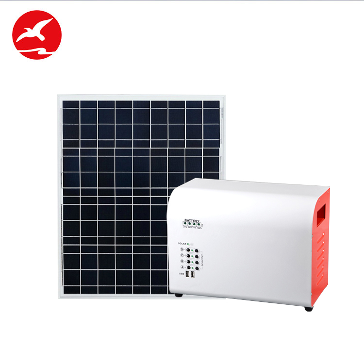 Mini portable solar power system for home lighting use with solar panel