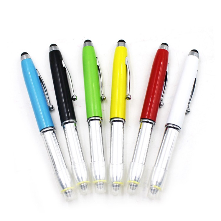 3 in 1 LED Pen with stylus metal Promotional Multi-function flashlight pen