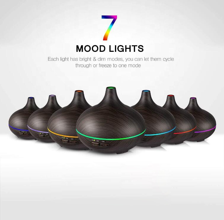 400ml Wood Grain Cool Mist Humidifier Ultrasonic Aroma Essential Oil Diffuser