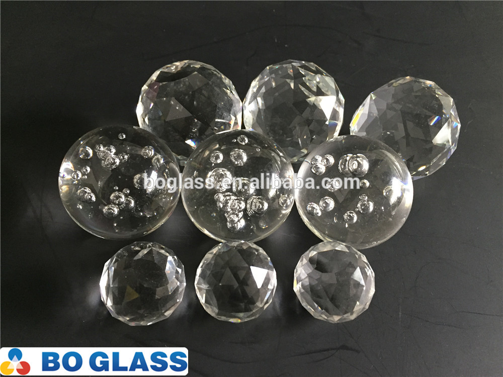 Faceted cut crystal glass ball for lighting