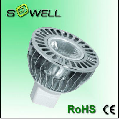 Dimmable AC85-240V 3W MR16 250LM 50*47.6mm 6000K LED spot Lamps