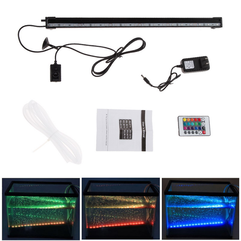 46CM 18 LED Colorful Air Bubble LED Aquarium Coral IP68 Waterproof Underwater RGB Fish Tank Led tube Light