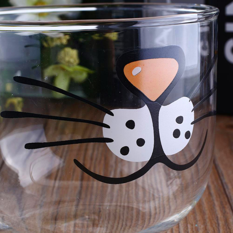 Latest Funny Style Novelty Glass Cup Cat Face Mugs Coffee Tea Milk Breakfast Mug Creative Gifts 550ml