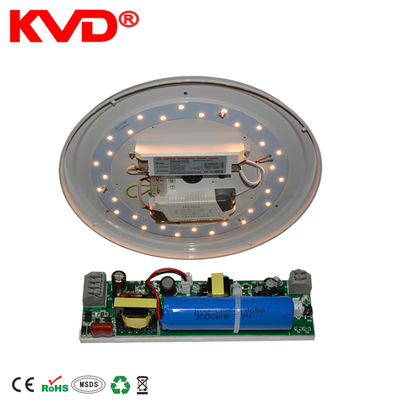 KVD factory price Rechargeable battery pack powered 5W-45W LED emergency ceiling panel light