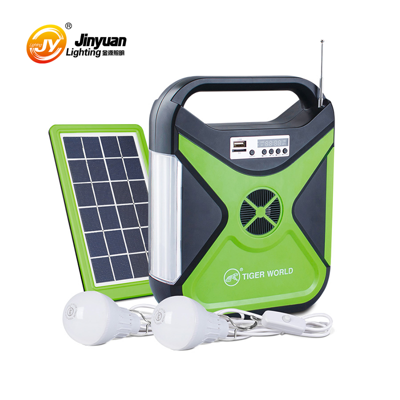 radio and music function rechargeable led solar emergency light with usb port