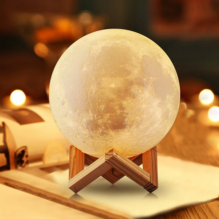 Popular LED Wooden Base Kids Moon Night Light Lamp