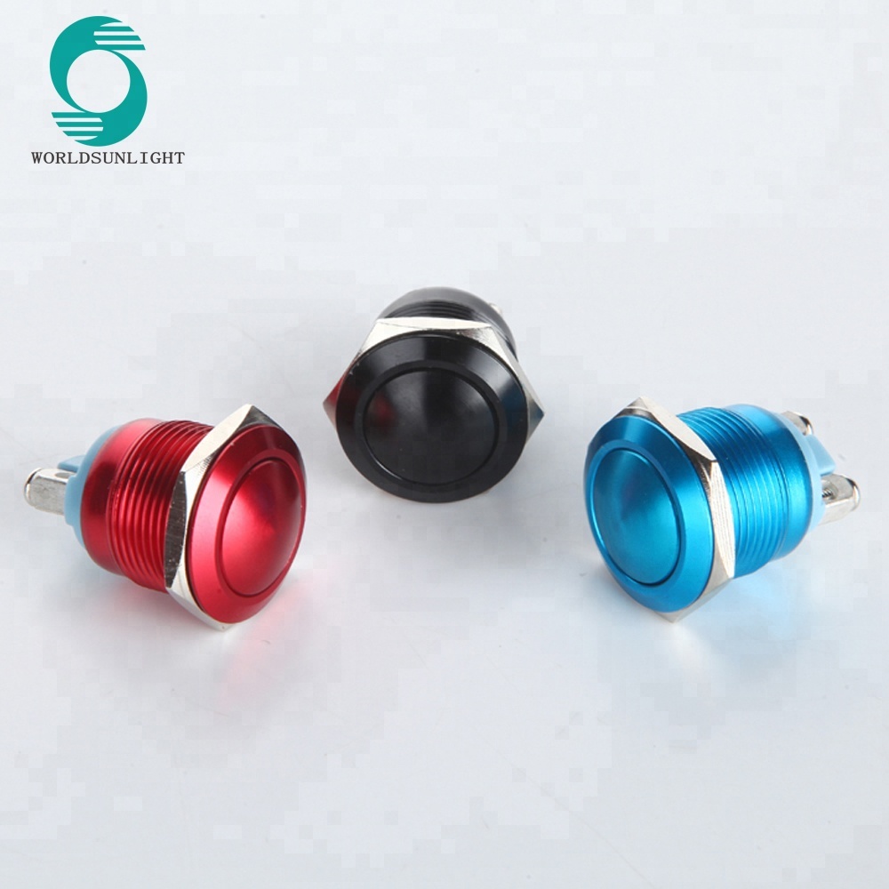 Multicolor 3A 250V AC 16mm Start Horn Button dome momentary Metal Waterproof Metal Pushbutton Switch