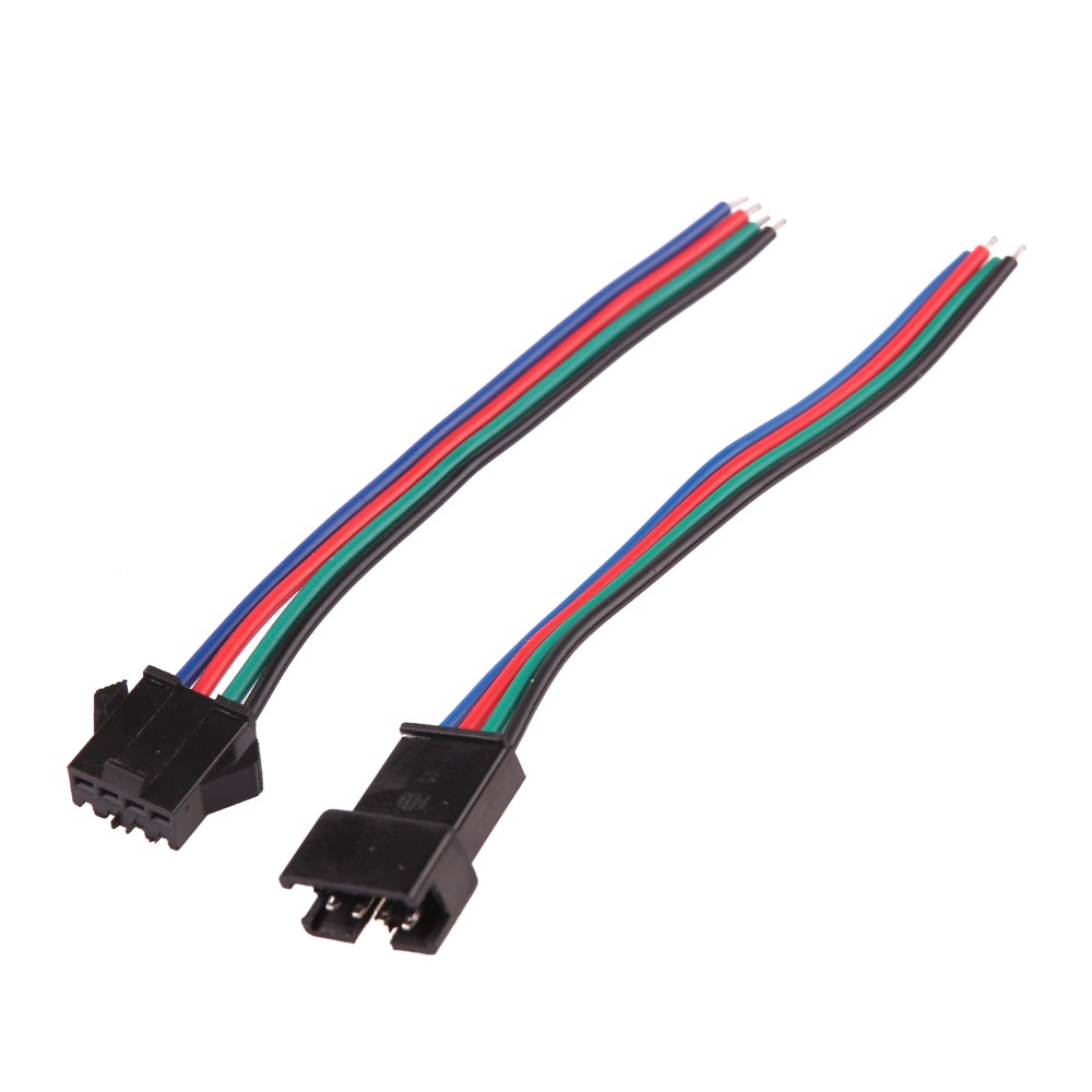 300mm Male And Female JST Connector 4 Pin Plug Terminal Wire For 3528 5050 RGB LED Strip Connecting