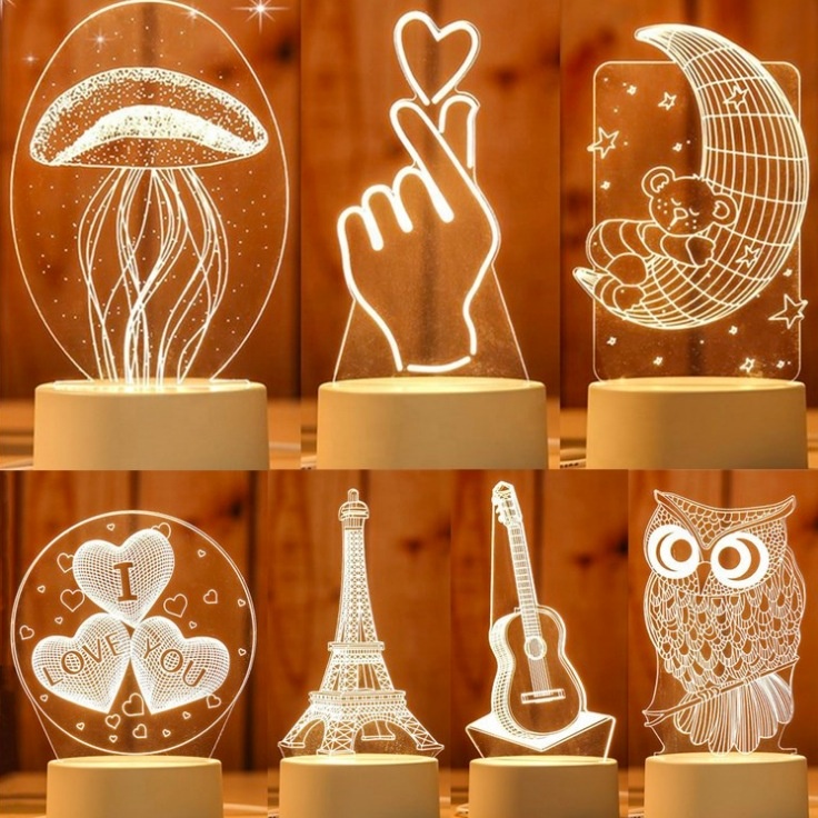 Best Selling 3D Illusion Small Animal Night Light,3D Acrylic Lamp for Kids