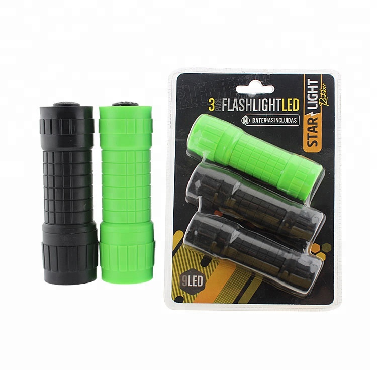 9 led Colorful Plastic Promotional Mini Flashlight Torch Gift Item 3*AAA battery Torch Light