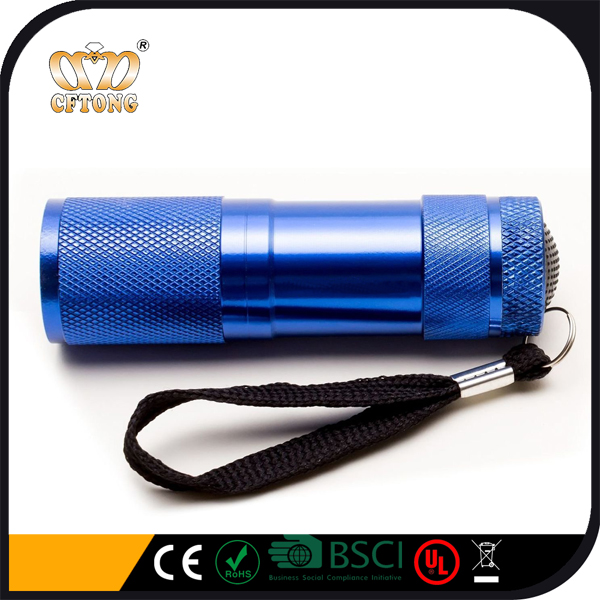 Super Bright AAA Battery Mini Aluminum 9 LED Flashlight with CE RoHS