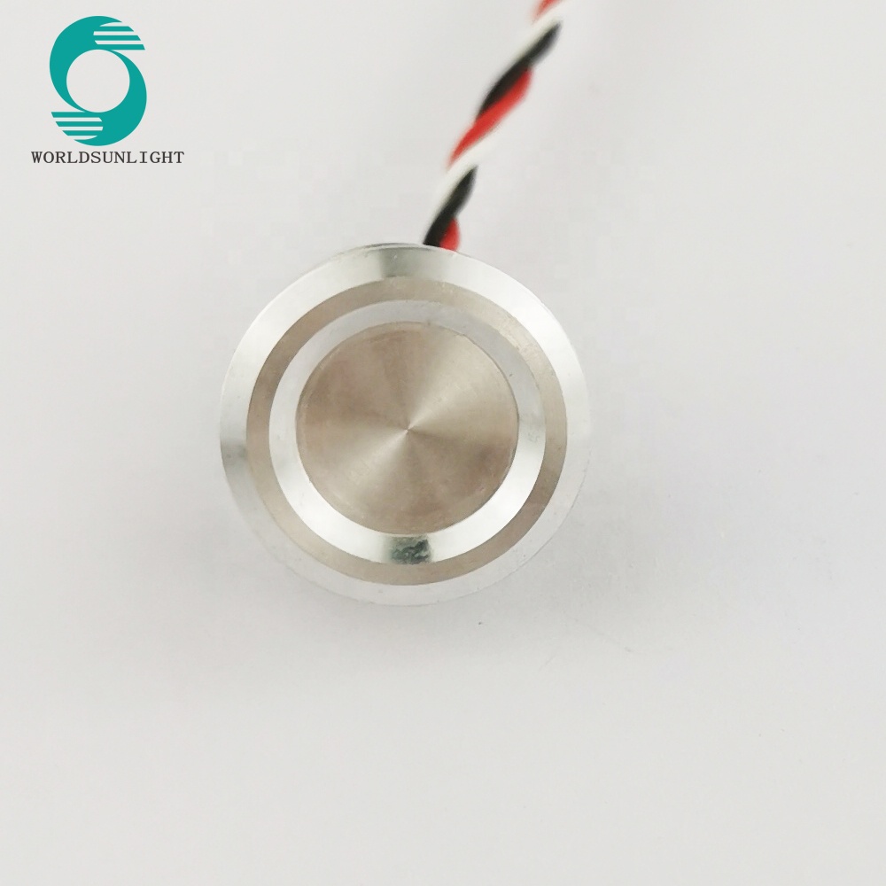 WS160F1NOLR6 IP68 16mm natural anodized concave 24VAC/DC Normally open locking type piezo switch with 3 wires