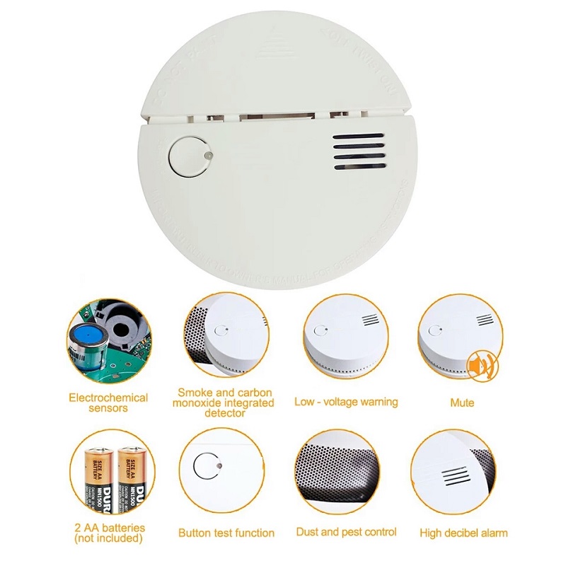 standalone fire smoke gas detectors smoke alarm and carbon monoxide detector