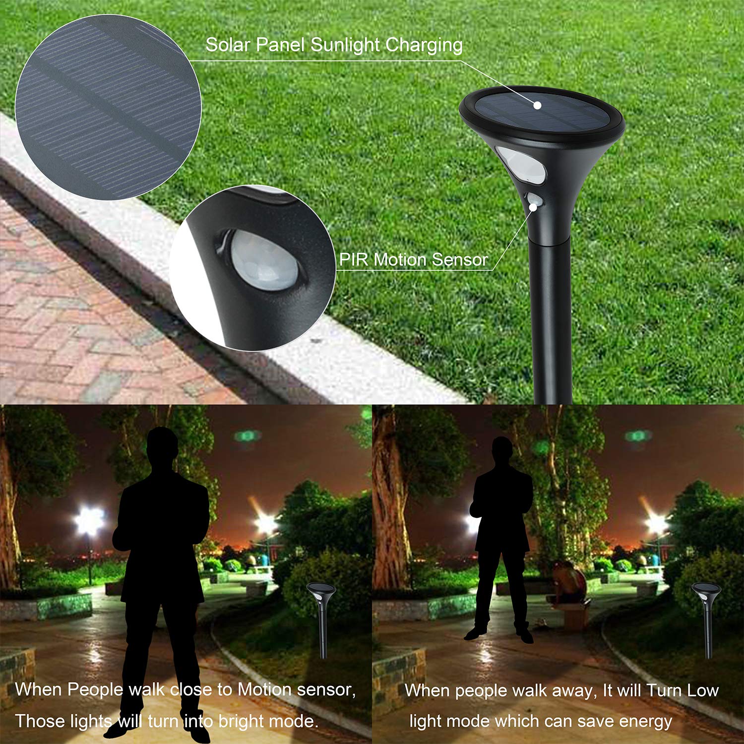 LED Solar garden park patio spot lights Landscape Light Security Lighting Dark Sensing Auto On/Off for Patio Deck Yard Garden
