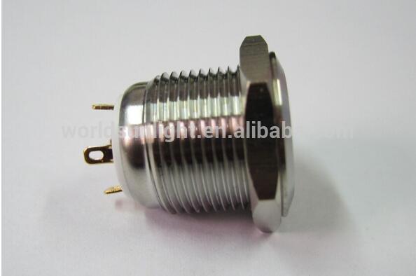 16mm 4 pins white led ring illuminated led momentary stainless steel mini push button switch