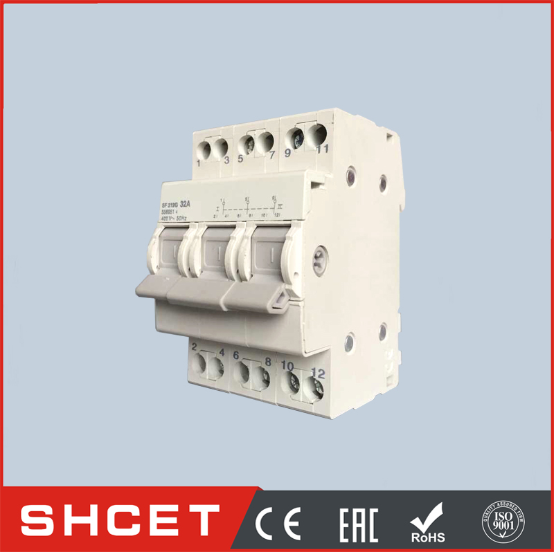 SHCET SF 10A to 100A din rail mount isolating switch modular changeover switch