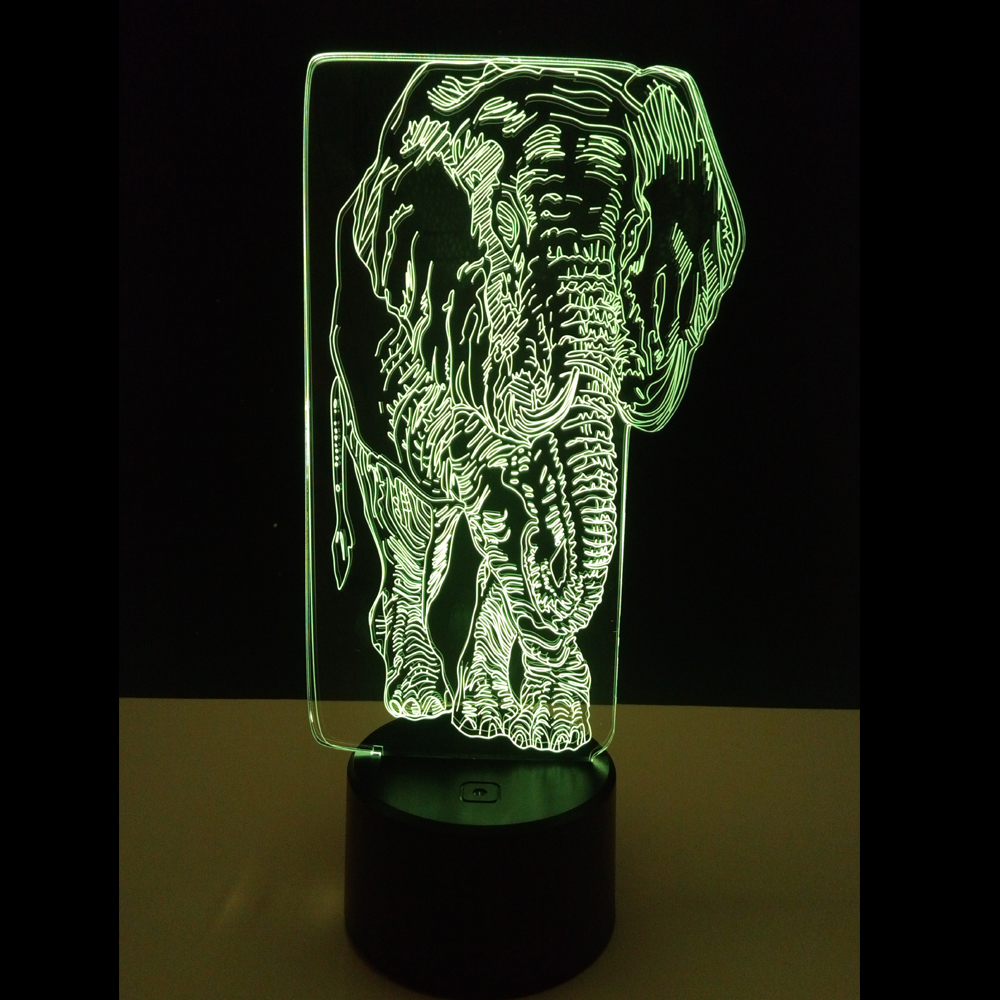 Hot Sale Night Light Cartoon Illusion Light Customizable RGB Touch Button Anime Elephant Desk Lamp with China Factory Price