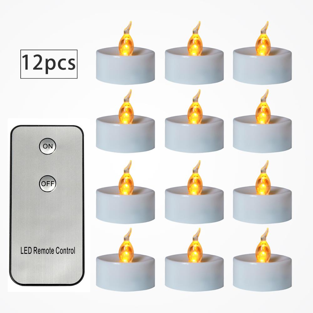 CR 2032 Battery Power Flameless Led  Light Candles Kit with Remote Control 12pcs yellow