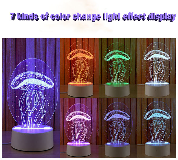 Amazon  hot sale small decorative 3d led lamps 3d acrylic led night light