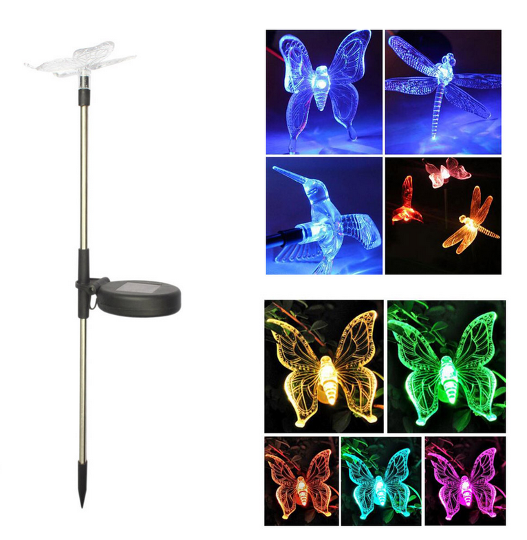 ESSHIN solar led butterfly stake garden lawn lights