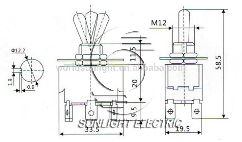 KN3(B)-202AAP ON-ON DPDT 6P 10A 250VAC medium toggle switch