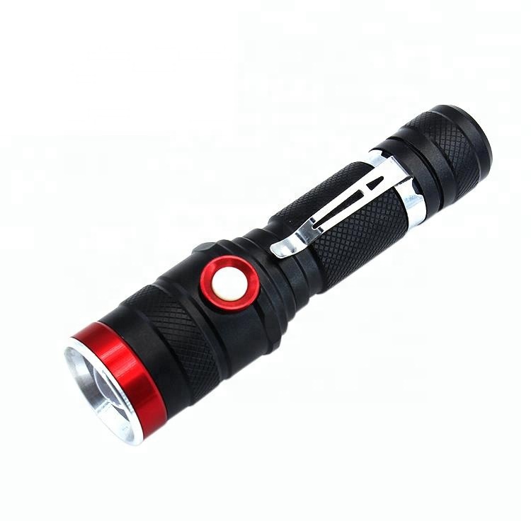 High Quality Aluminium Alloy Micro USB Rechargeable LED Focus Stepless Adjustable Flashlight