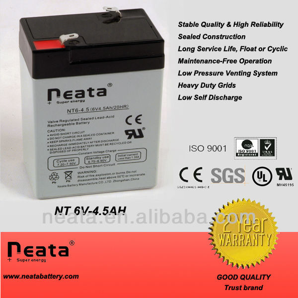 Sla batteries (6V4.5Ah) for emergency lighting