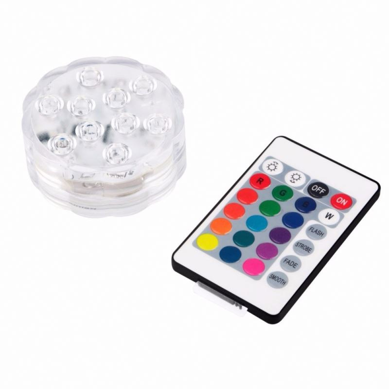 Round flower shape submersible bright led light waterproof vase base