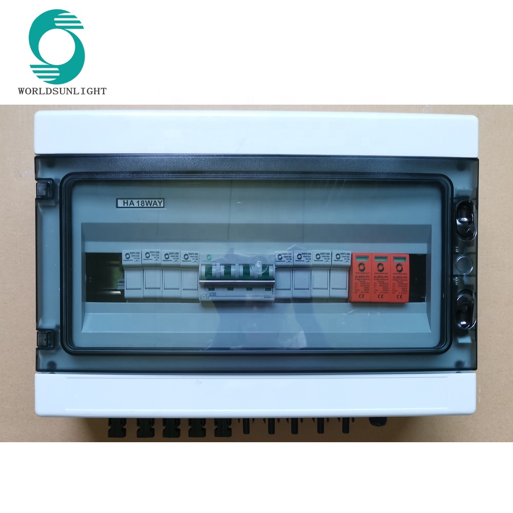 WSDB-PV4/1 IP65 4 IN 1 OUT 4 Strings 16A 1000V DC Solar PV Array Combiner Box junction box
