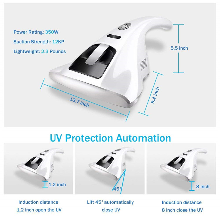 EU Plug Anti-Dust Mites UV Vacuum Cleaner Household Handheld UV Vacuum Cleaner,Anti-Bacterial Portable with Hight Efficiency