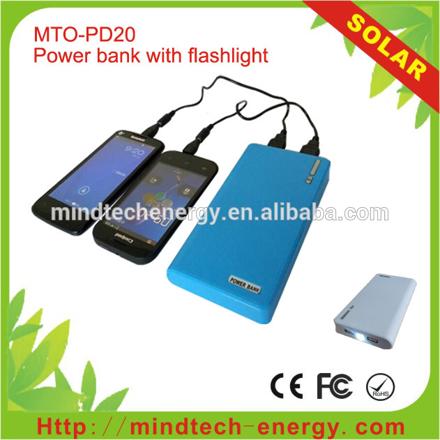 Cheap solar rechargeable power bank with flashlights & torches