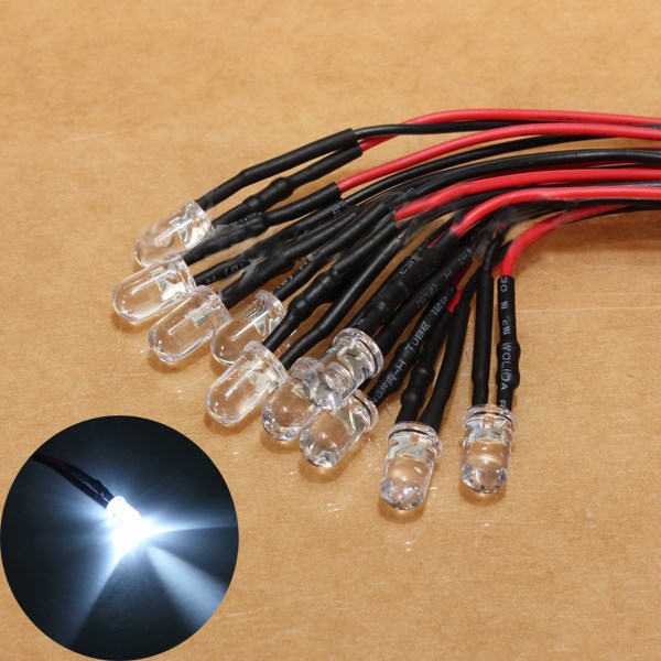 DIY LED SMD light-emitting diode 5pcs 20cm Pre Wired 8mm LED Lamp Light Bulb Home Car Decoration F8 Emitting Diodes DC12V Yellow