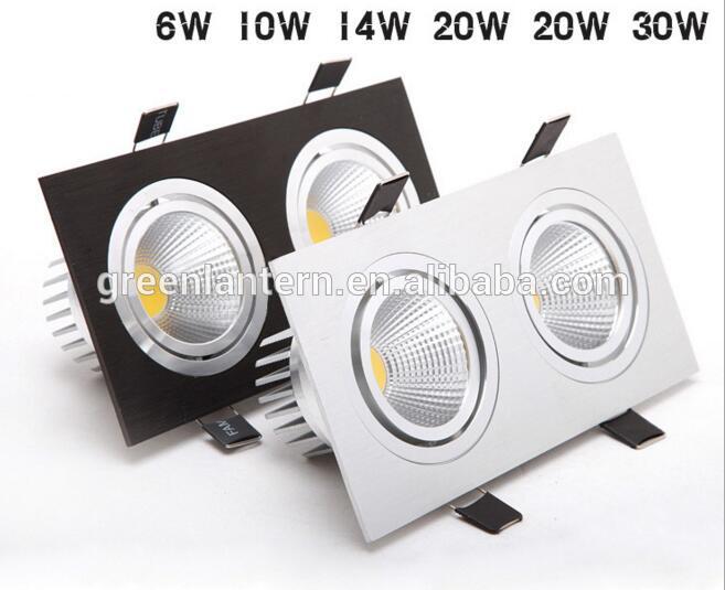 3000K, 6000K square grille light recessed led cob downlight 20W*2 40W with wholesale factory price